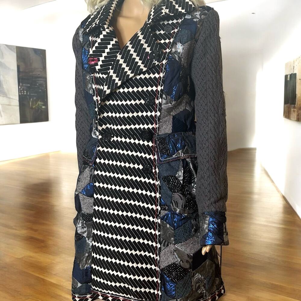 Desigual tapestry coat with matching skirt artsy multicolor graphic set M